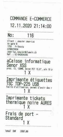 Exemple d'une commande provenant du e-shop